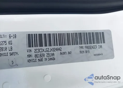 2018 Dodge Charger Gt Awd из США, поврежденный, VIN 2C3CDXJG2JH324042